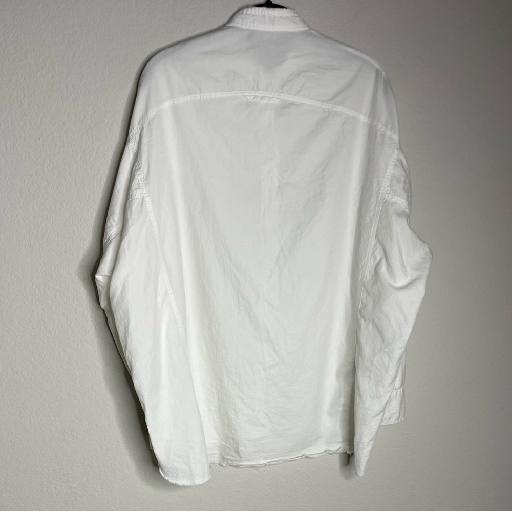 VINCE White Raw Edge Oversized Button Down Shirt M - Picture 8 of 8